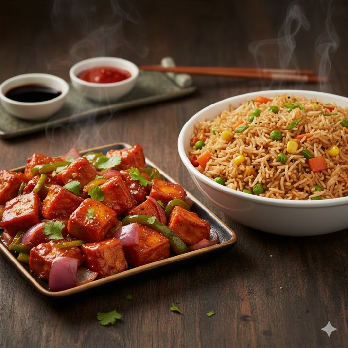 Chilli Paneer and Veg Fried Rice